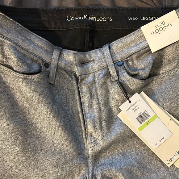 Calvin Klein silver denim leggings jeans, size 12 NWT - Picture 3 of 4